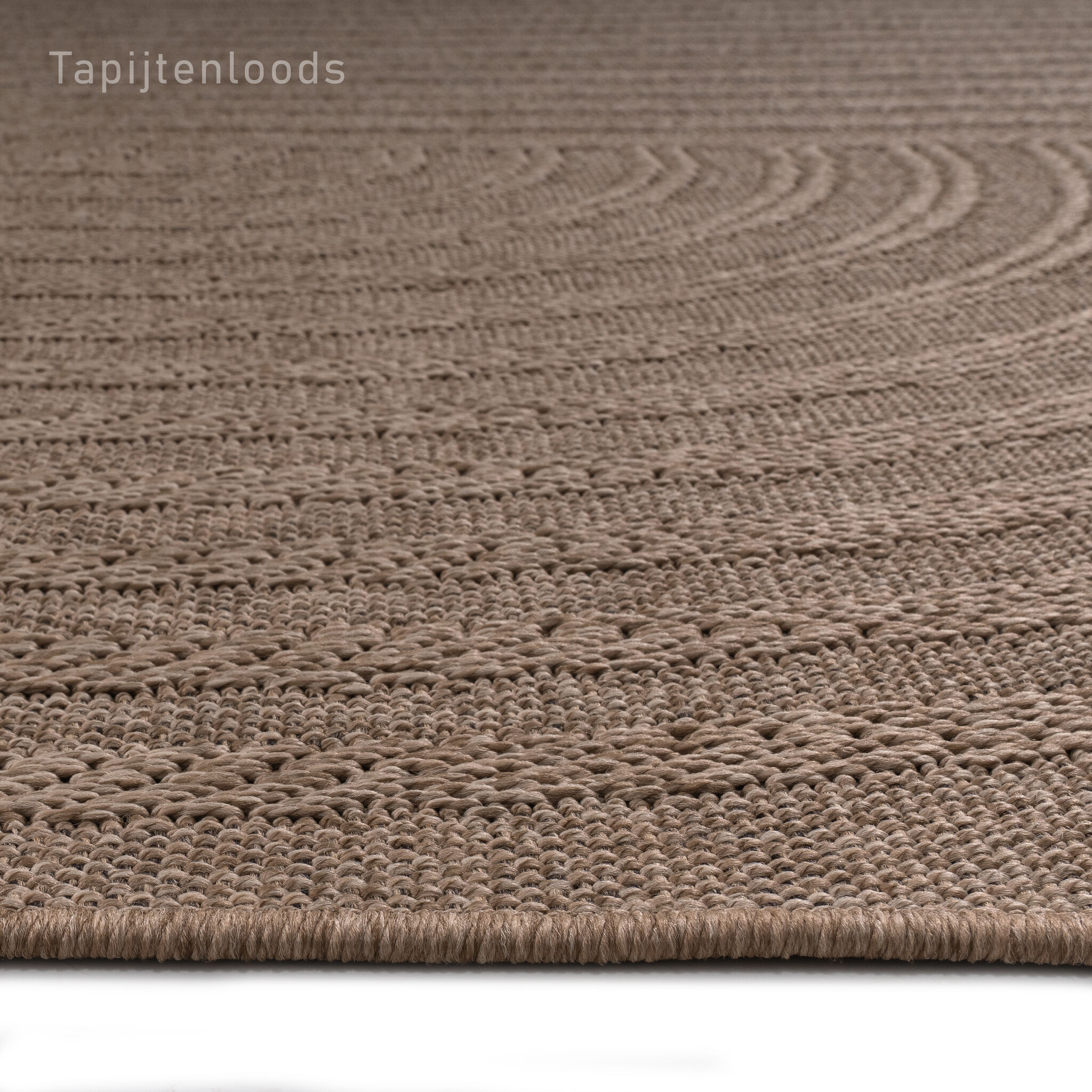 Sahara Japandi Rond Buitenkleed Jute-Look Weerbestendig Vloerkleed Beige Zwart