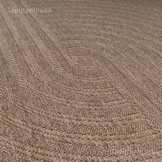 Sahara Japandi Rond Buitenkleed Jute-Look Weerbestendig Vloerkleed Beige Zwart