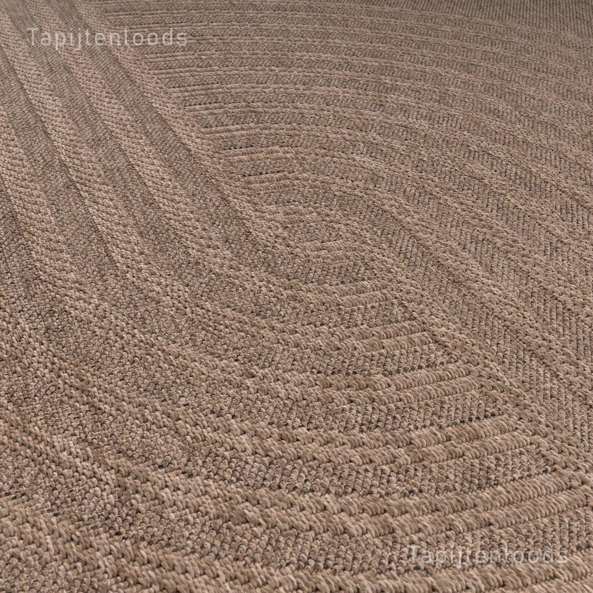 Sahara Japandi Rond Buitenkleed Jute-Look Weerbestendig Vloerkleed Beige Zwart