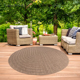 Sahara Japandi Rond Buitenkleed Jute-Look Weerbestendig Vloerkleed Beige Zwart