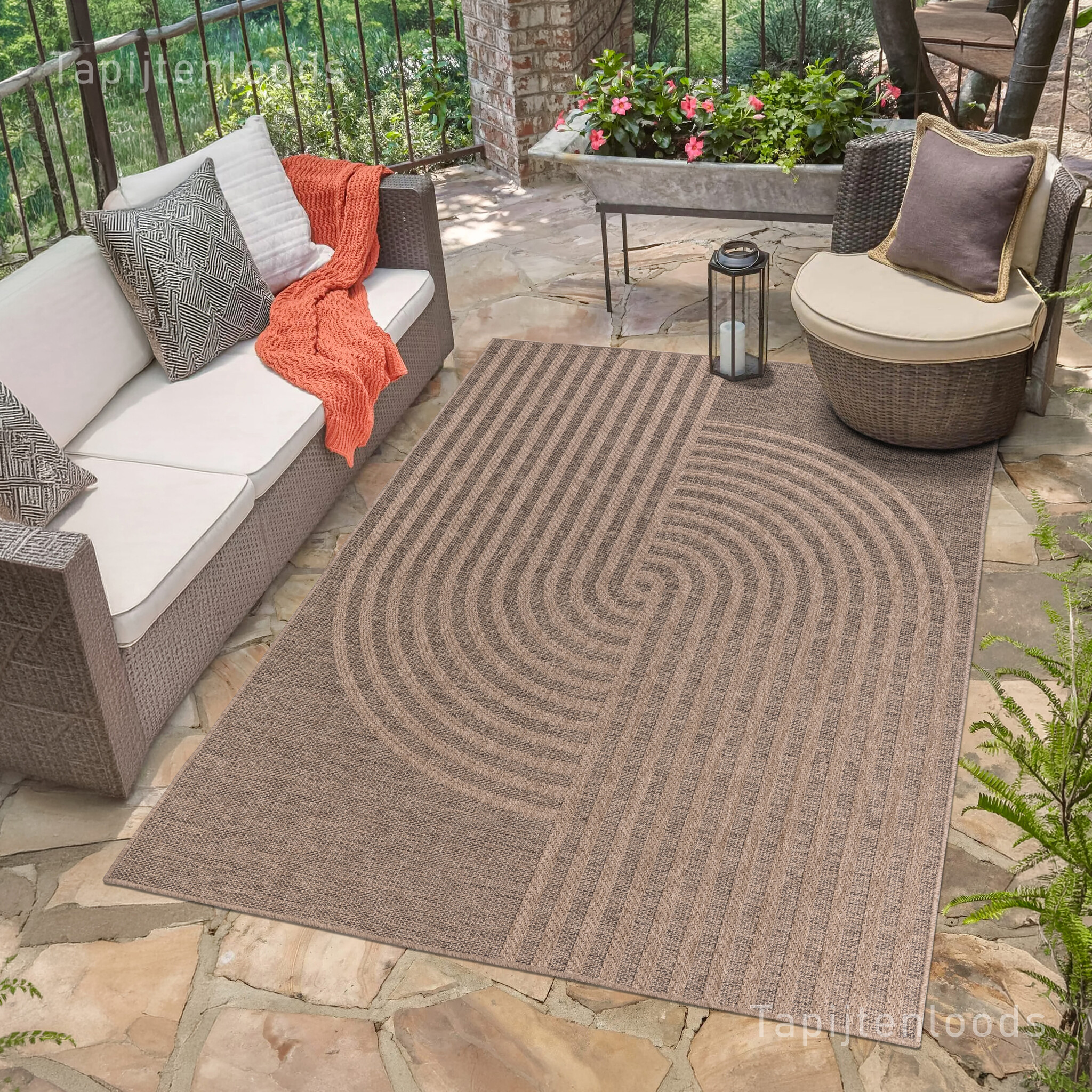 Sahara Japandi Buitenkleed Jute-Look Weerbestendig Vloerkleed Beige