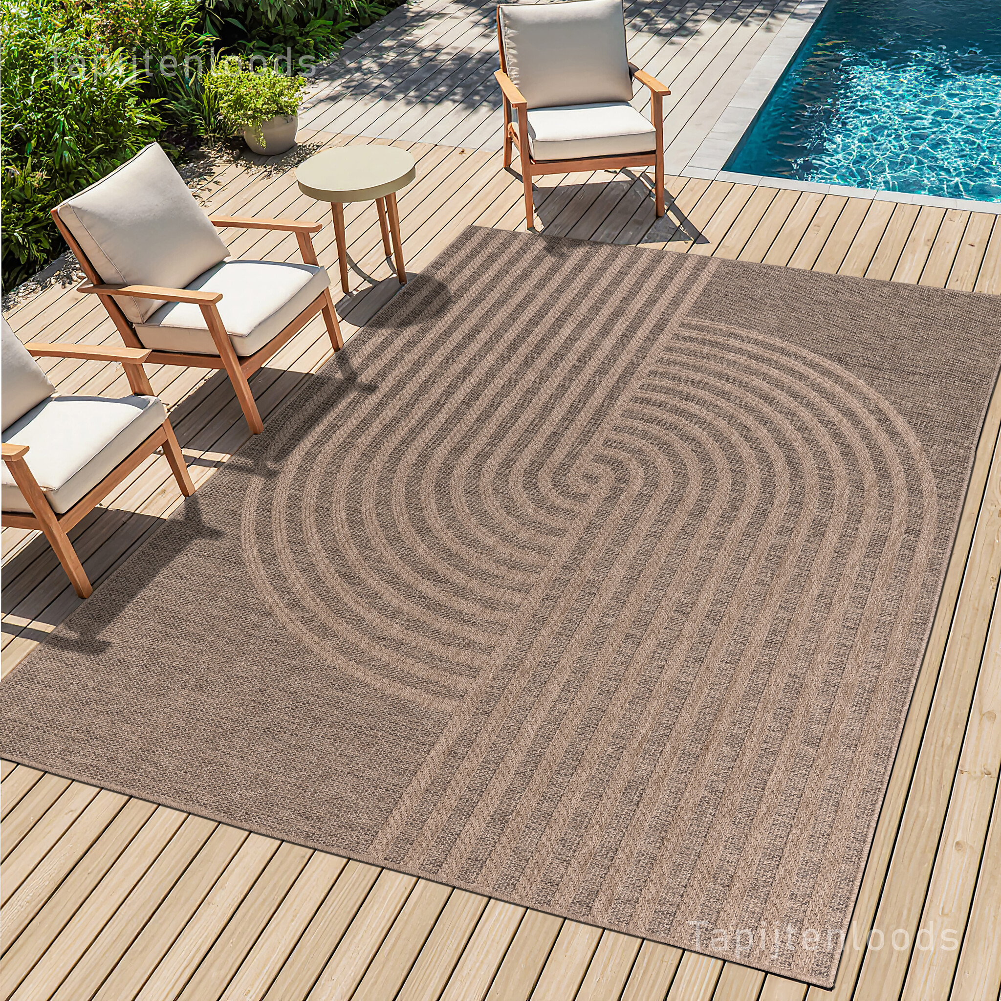 Sahara Japandi Buitenkleed Jute-Look Weerbestendig Vloerkleed Beige