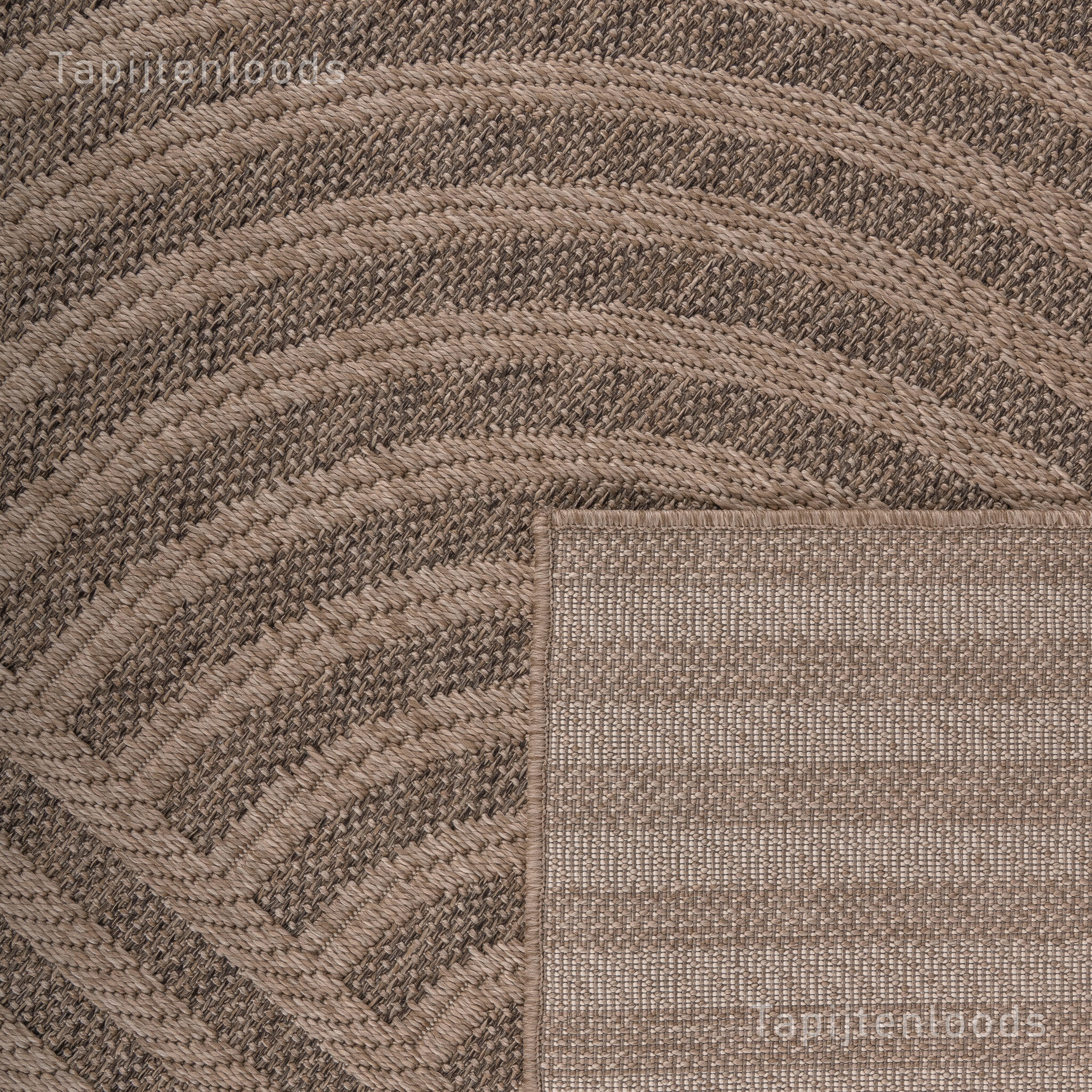 Sahara Japandi Rond Buitenkleed Jute-Look Weerbestendig Vloerkleed Beige