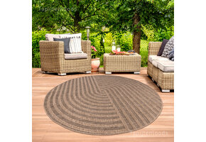 Sahara Japandi Rond Buitenkleed Jute-Look Weerbestendig Vloerkleed Beige