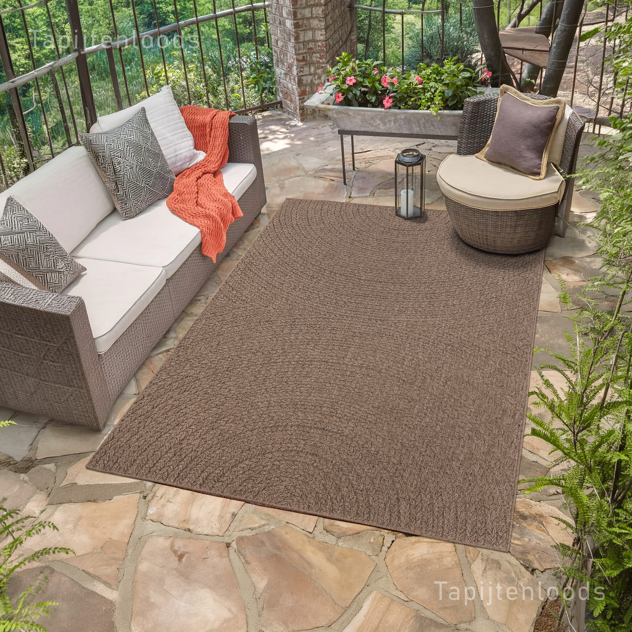 Sahara Japandi Buitenkleed Jute-Look Weerbestendig Vloerkleed Beige