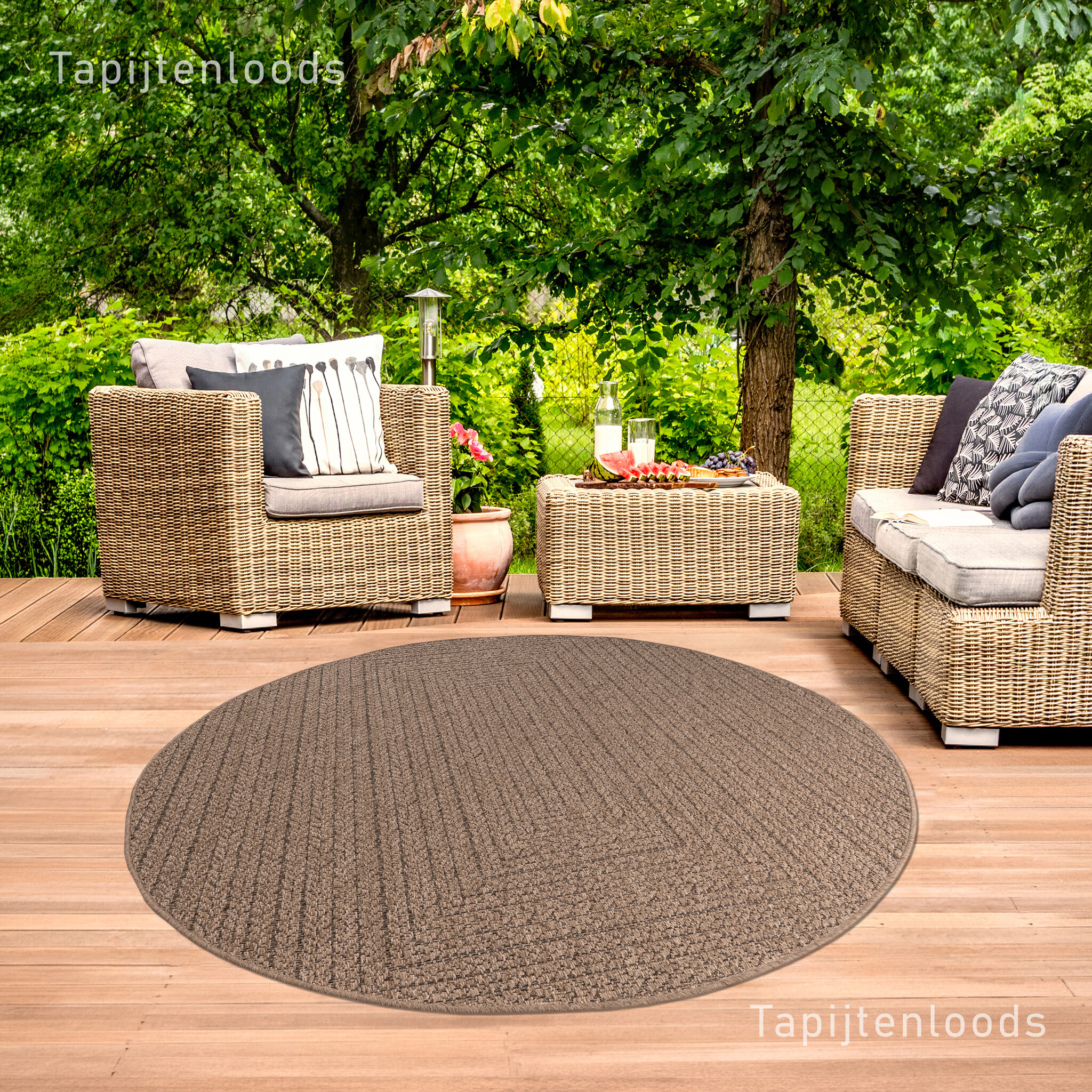 Sahara Rond Buitenkleed Jute-Look Weerbestendig Vloerkleed Beige