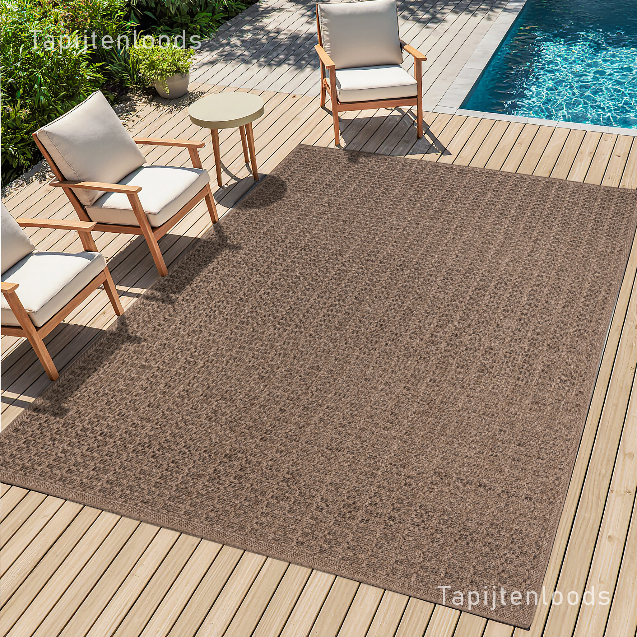 Sahara Uni Buitenkleed Jute-Look Weerbestendig Vloerkleed Beige