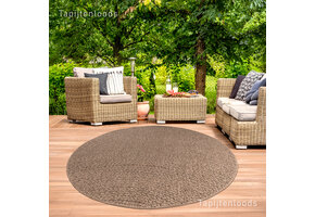 Sahara Uni Rond Buitenkleed Jute-Look Weerbestendig Vloerkleed Beige