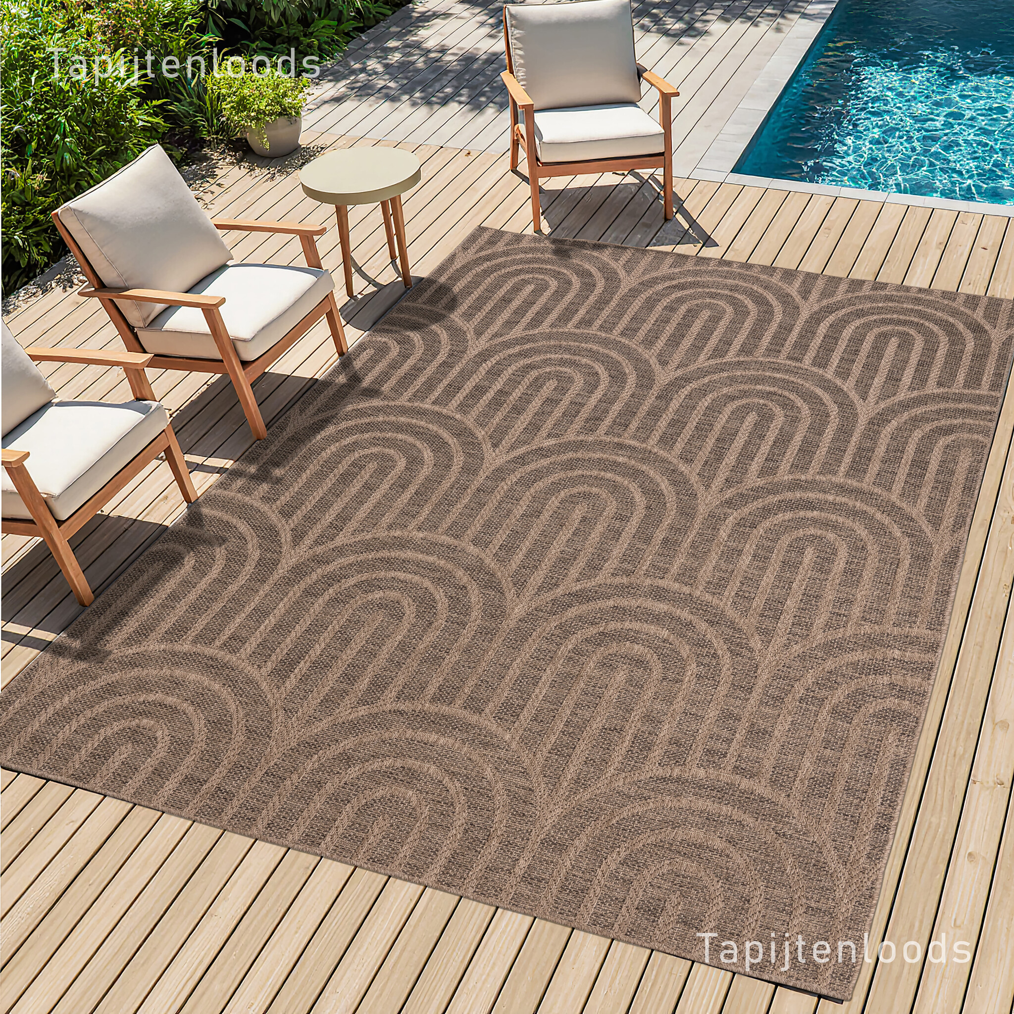 Sahara Japandi Buitenkleed Jute-Look Weerbestendig Vloerkleed Beige