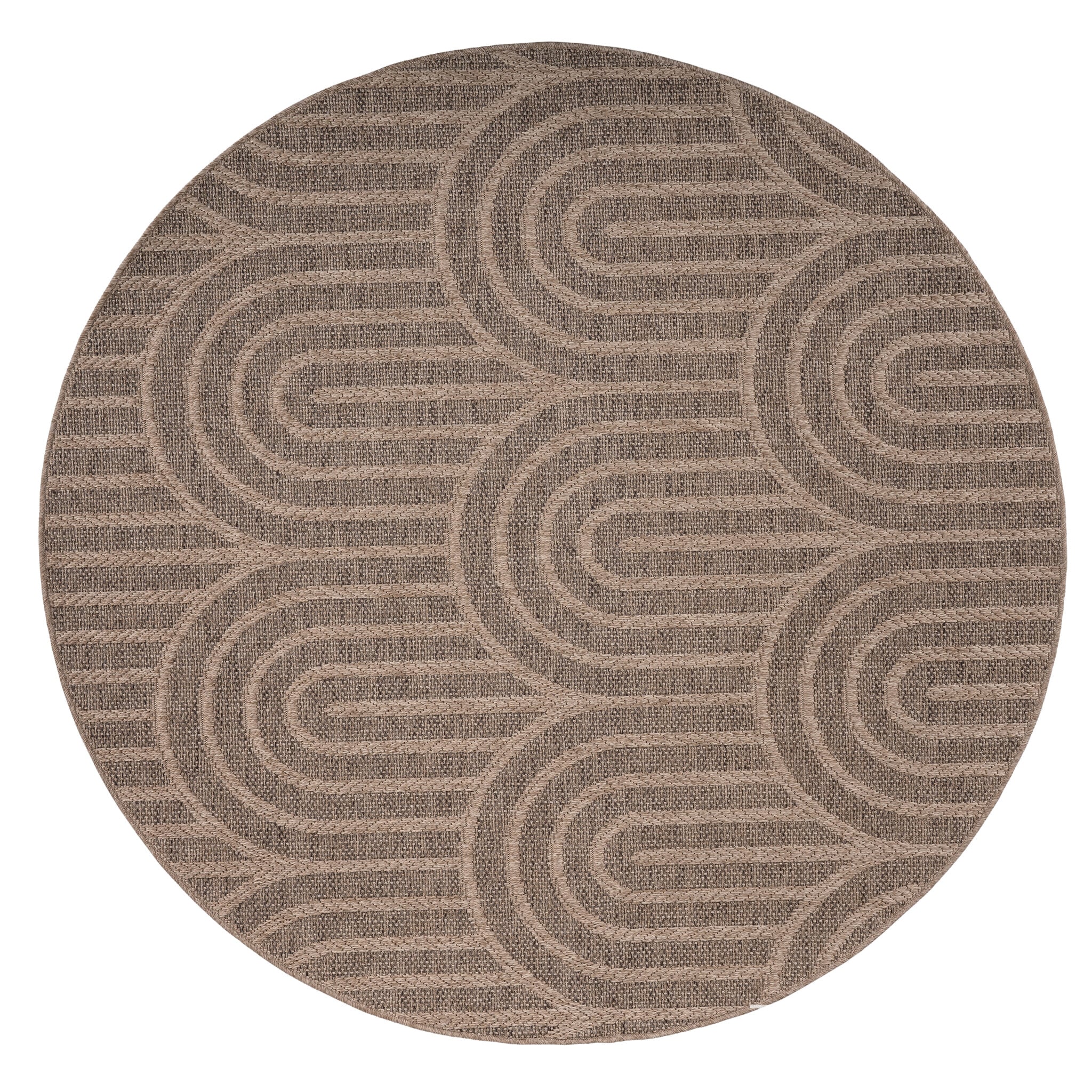 Sahara Japandi Rond Buitenkleed Jute-Look Weerbestendig Vloerkleed Beige