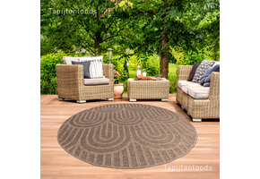 Sahara Japandi Rond Buitenkleed Jute-Look Weerbestendig Vloerkleed Beige