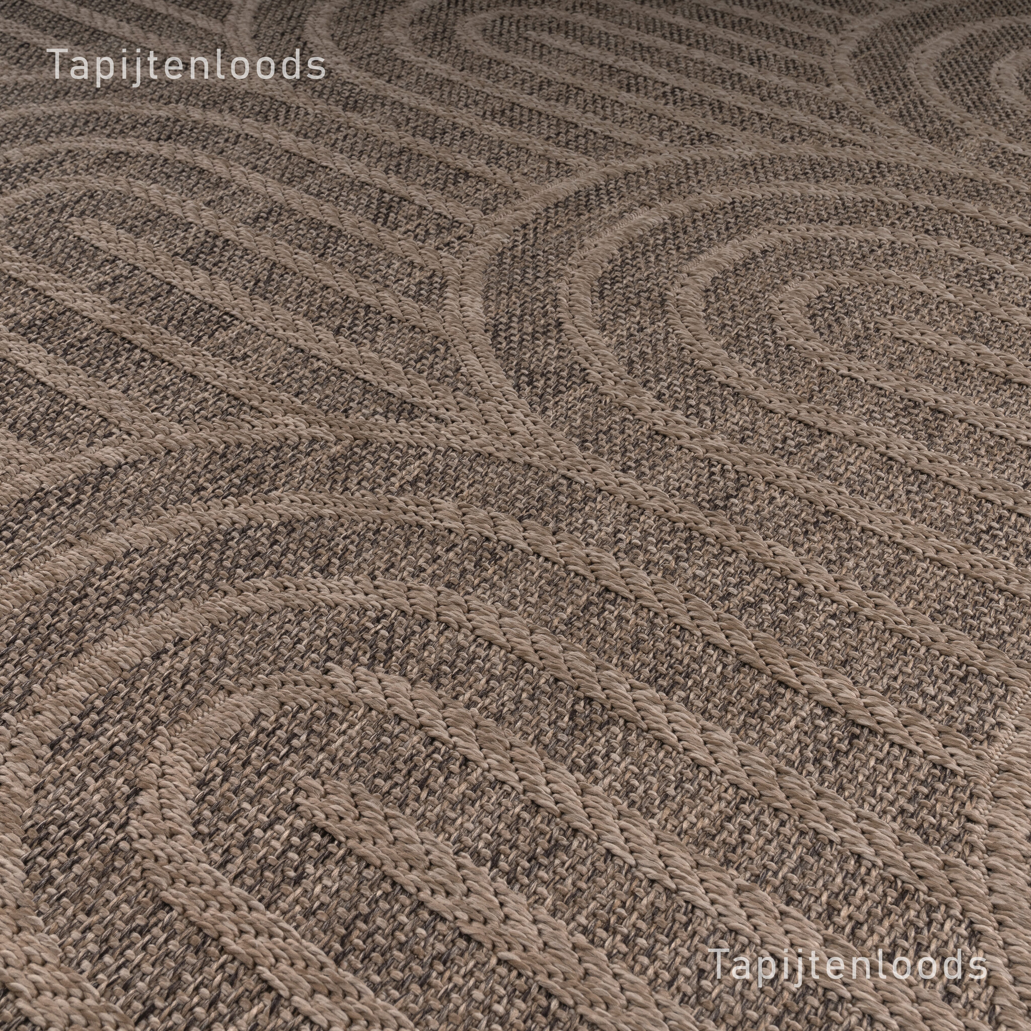 Sahara Japandi Rond Buitenkleed Jute-Look Weerbestendig Vloerkleed Beige