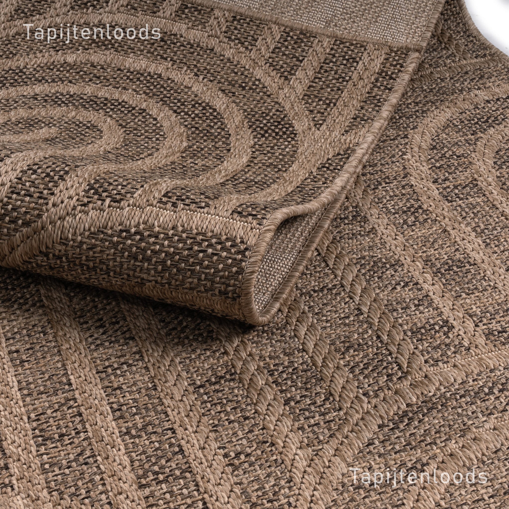 Sahara Japandi Rond Buitenkleed Jute-Look Weerbestendig Vloerkleed Beige
