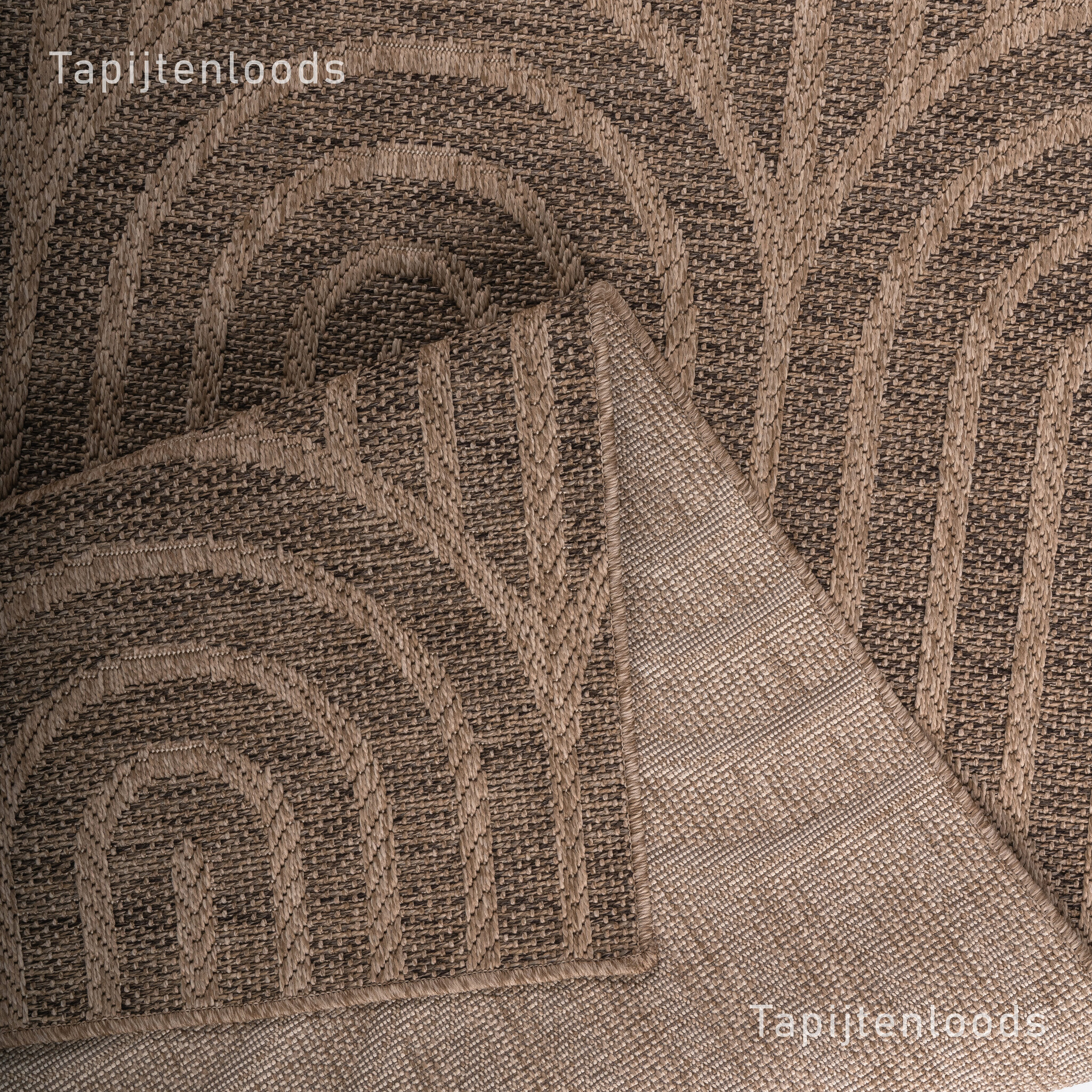 Sahara Japandi Rond Buitenkleed Jute-Look Weerbestendig Vloerkleed Beige