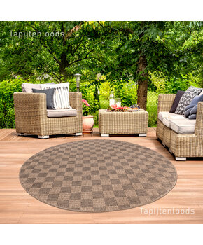 Sahara Rond Buitenkleed Jute-Look Weerbestendig Vloerkleed Beige