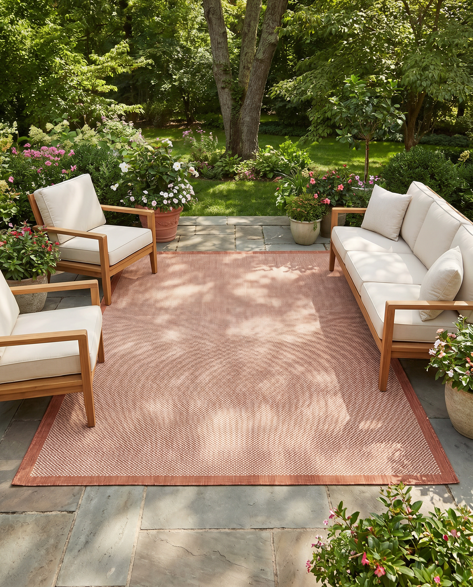 Buitenkleed - Brussels Uni Effen Kader Terra