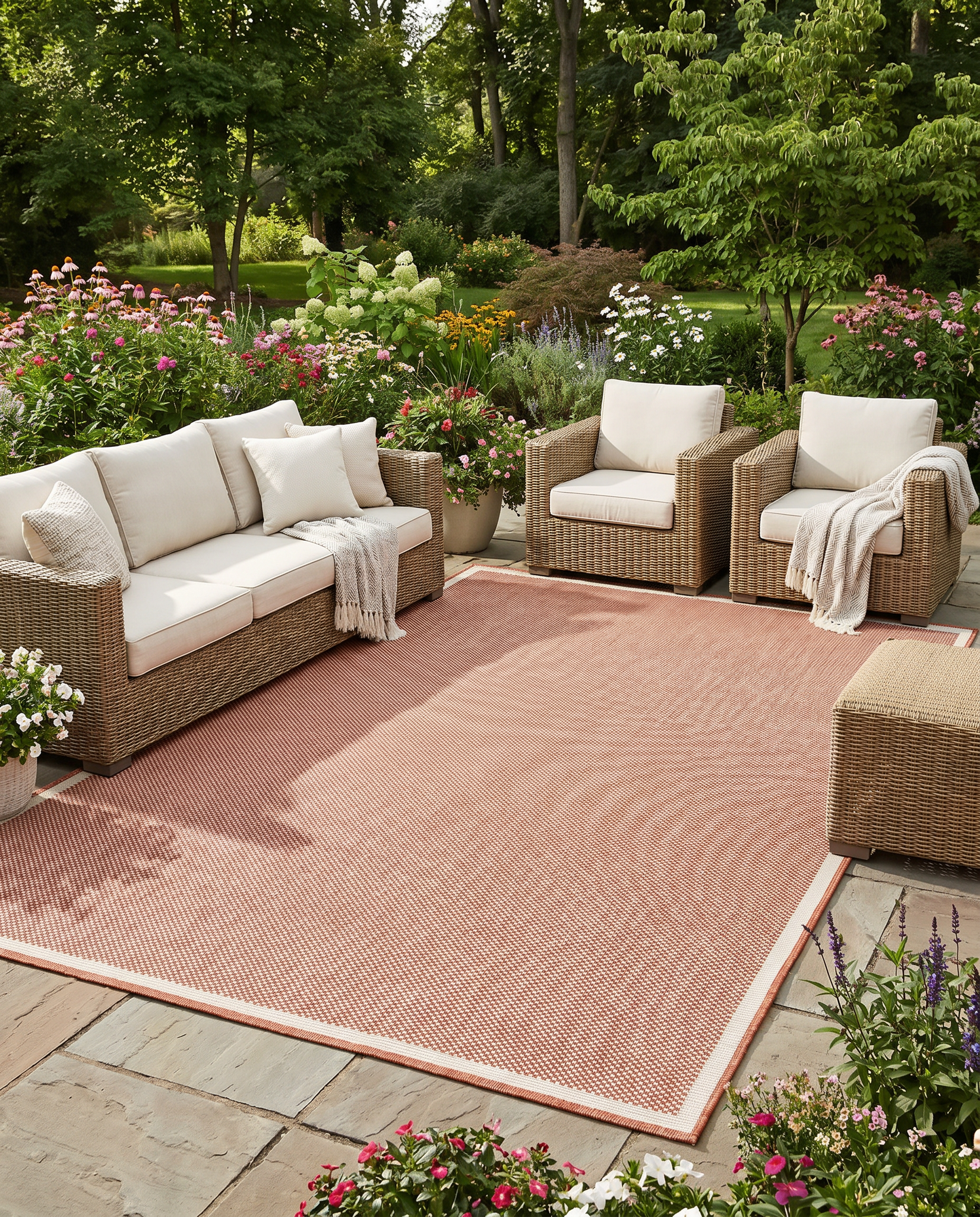 Buitenkleed - Brussels Uni Effen Kader Terra