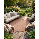 Buitenkleed - Brussels Rond Uni Effen Kader Terra