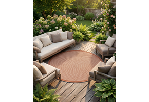 Buitenkleed - Brussels Rond Uni Effen Kader Terra