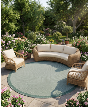 Buitenkleed - Brussels Rond Uni Effen Groen