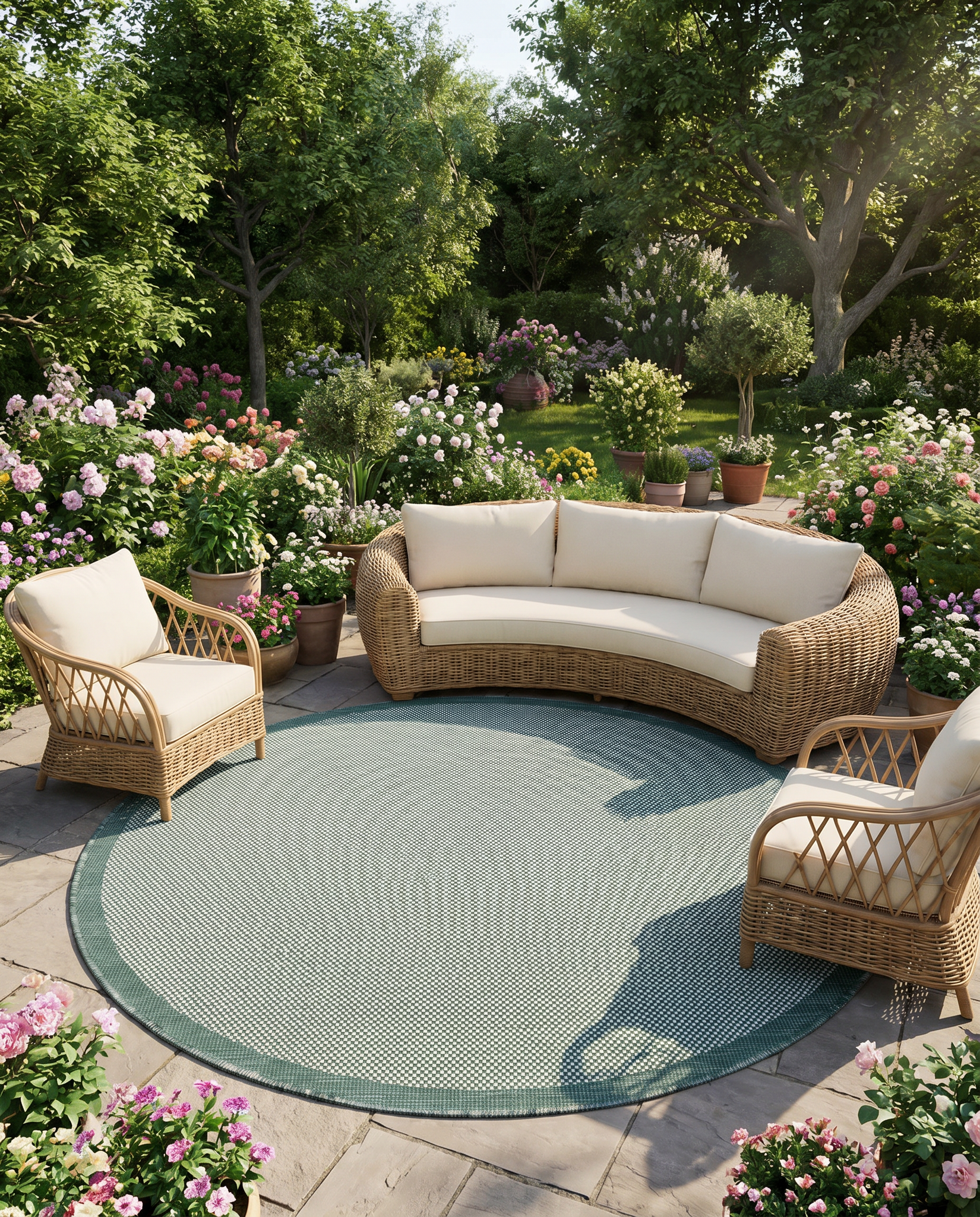 Buitenkleed - Brussels Rond Uni Effen Groen