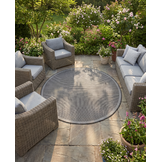 Buitenkleed - Brussels Rond Uni Effen Kader Zwart