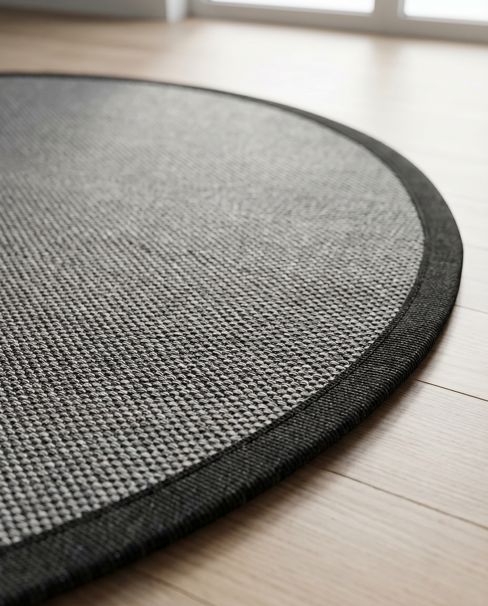 Buitenkleed - Brussels Rond Uni Effen Kader Zwart