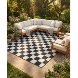 Buitenkleed - Brussels Costa Blocks Zwart Wit