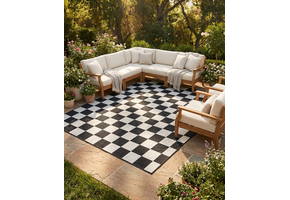 Buitenkleed - Brussels Costa Blocks Zwart Wit