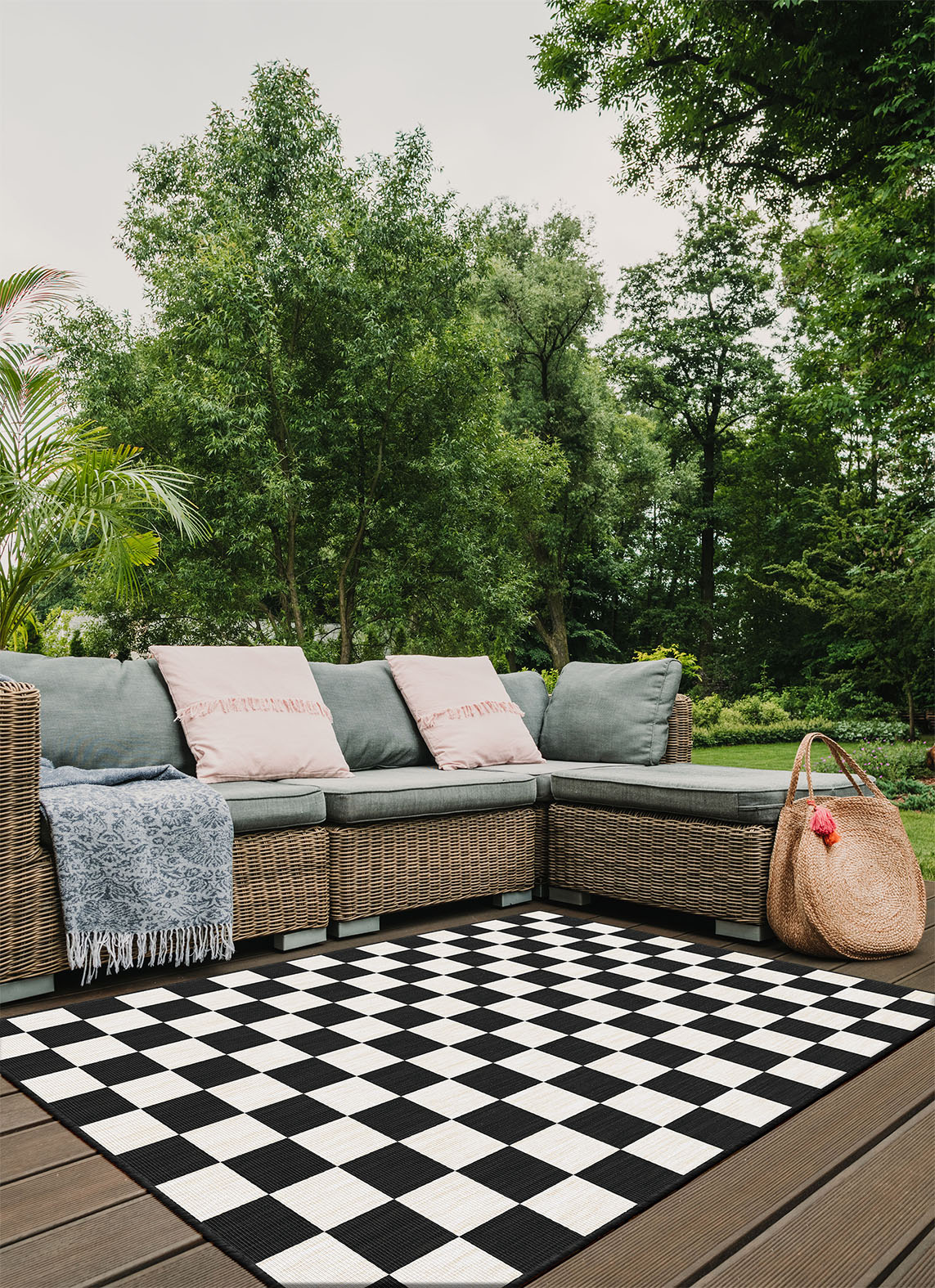 Buitenkleed - Brussels Costa Blocks Zwart Wit