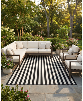 Buitenkleed - Brussels Santo Zwart Wit