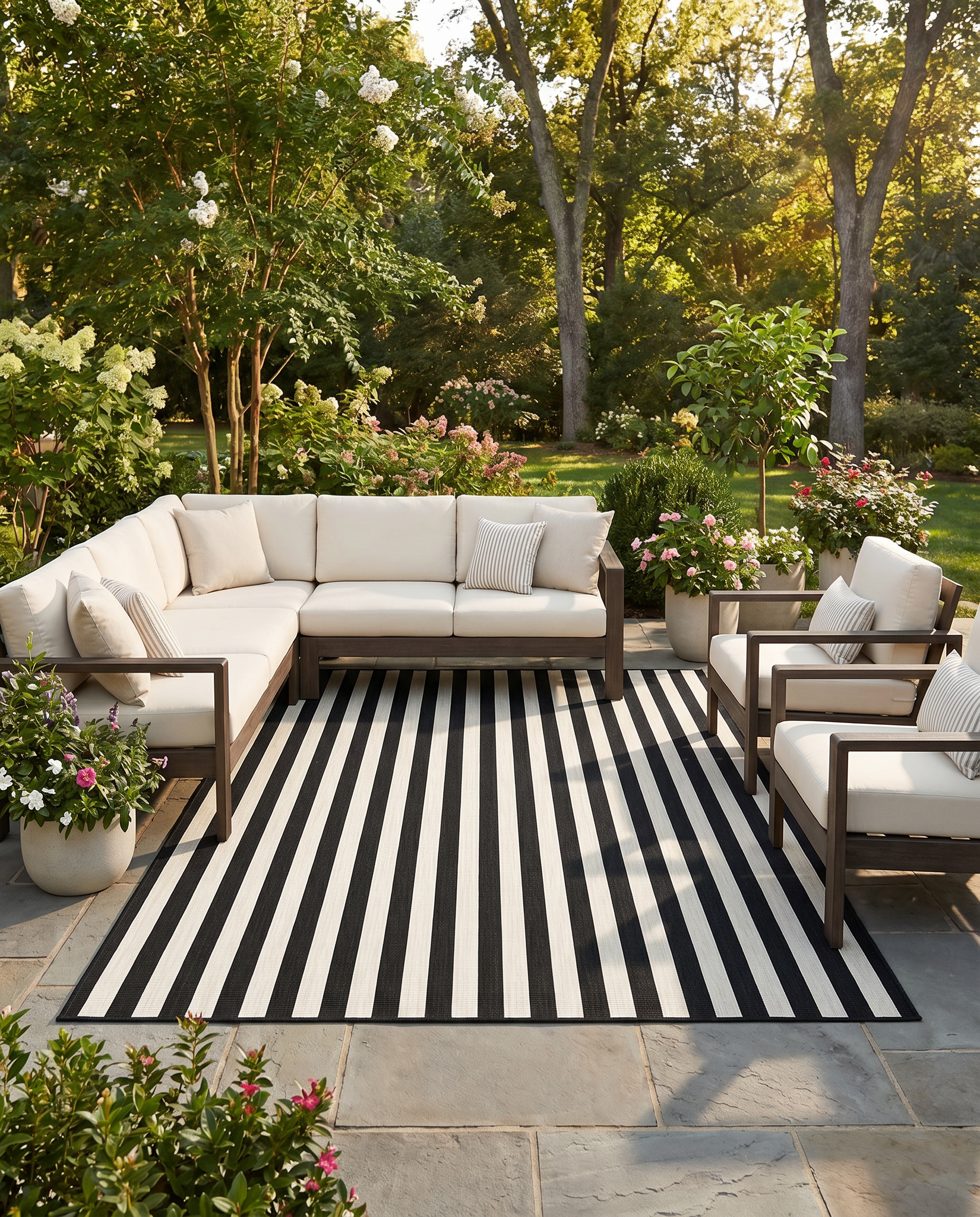 Buitenkleed - Brussels Santo Zwart Wit