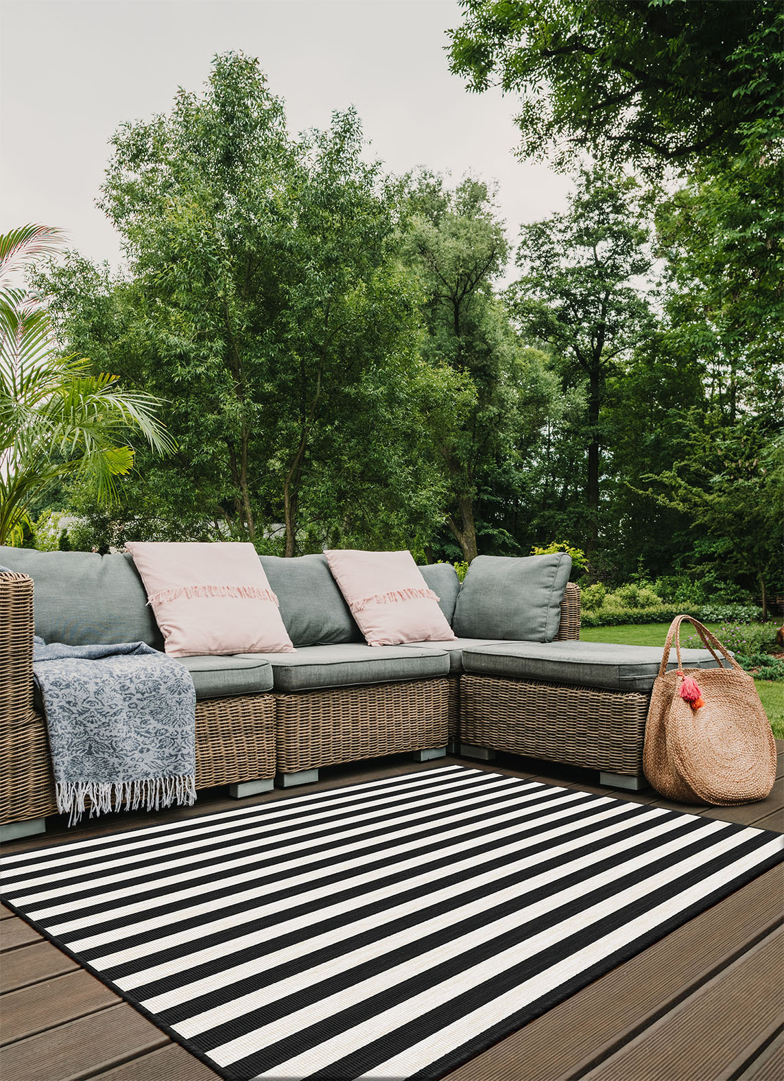 Buitenkleed - Brussels Santo Zwart Wit