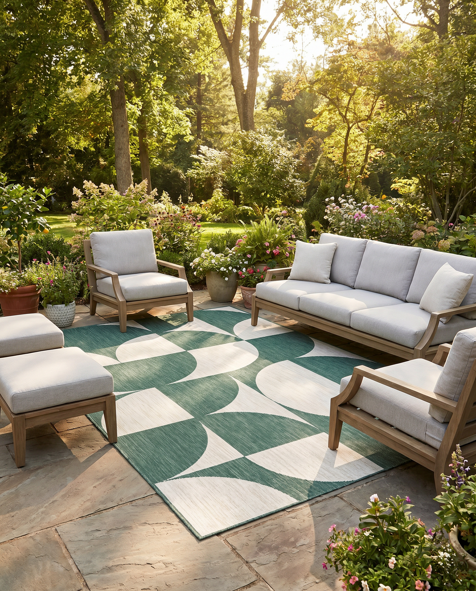 Buitenkleed - Brussels Summer Groen Wit