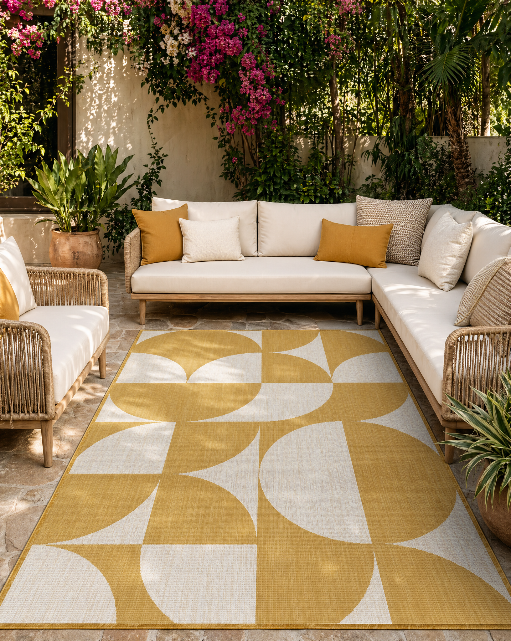 Buitenkleed - Brussels Summer Geel Wit