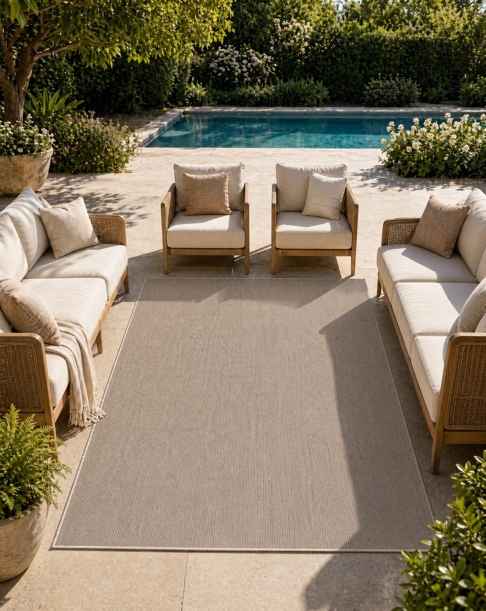 Buitenkleed - Brussels Uni Effen Linnen Beige