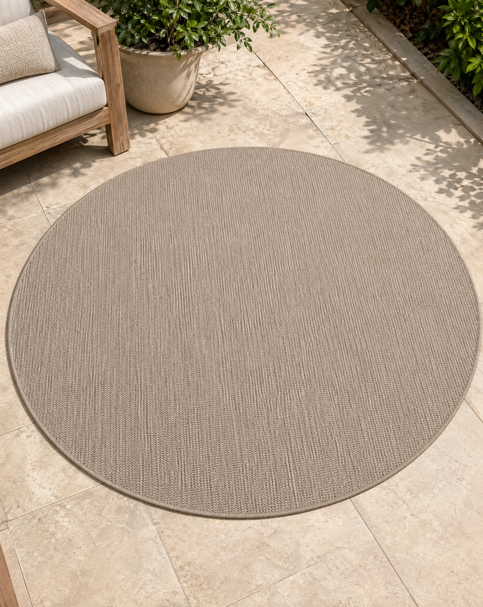 Buitenkleed - Brussels Rond Uni Effen Linnen Beige