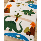 Kinderkleed Dino - Vloerkleed Kinderkamer Anti-slip Groen Beige