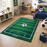 Kinderkleed Voetbal - Vloerkleed Kinderkamer Anti-slip Groen