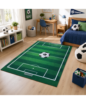 Kinderkleed Voetbal - Vloerkleed Kinderkamer Anti-slip Groen