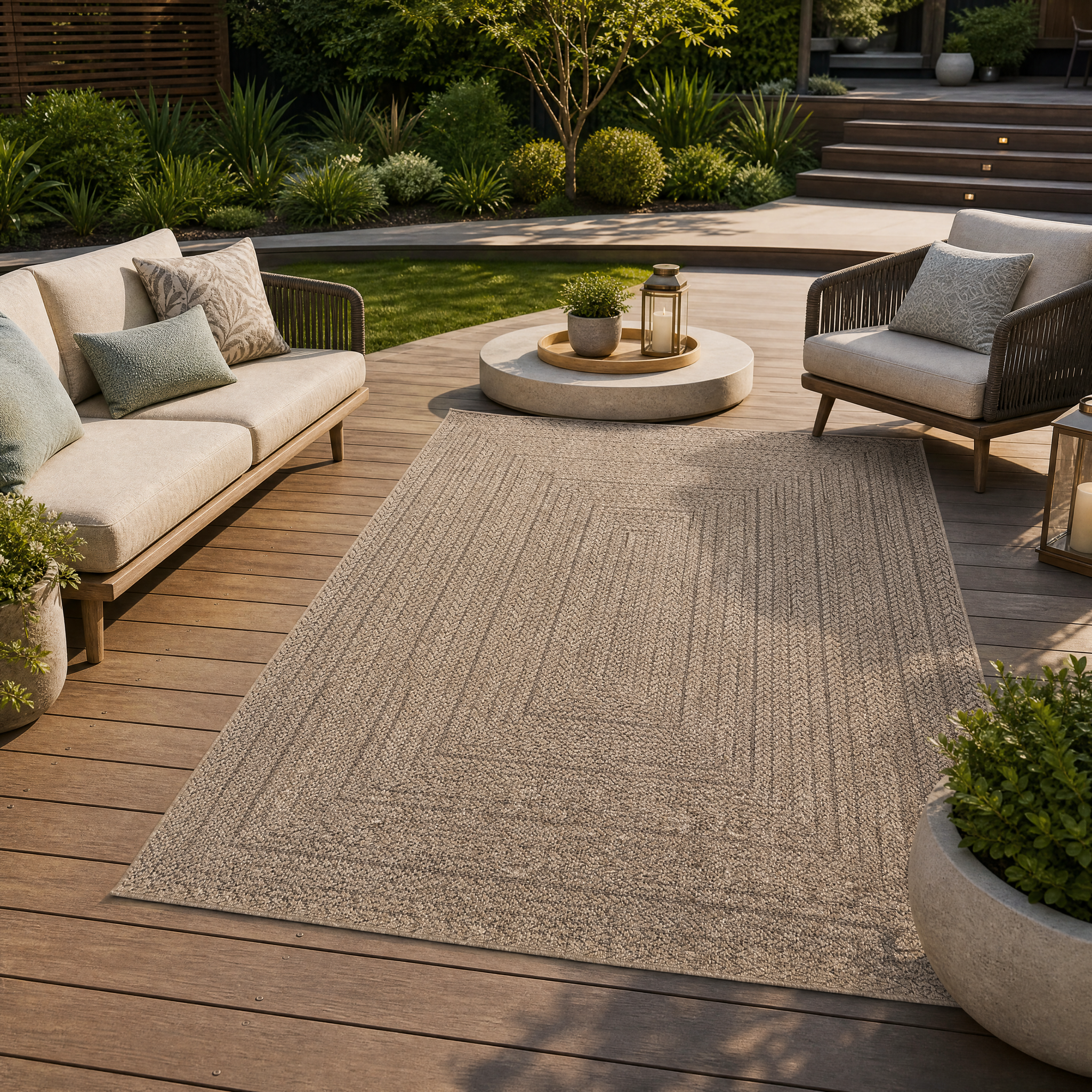 Sahara Buitenkleed Jute-Look Weerbestendig Vloerkleed Beige