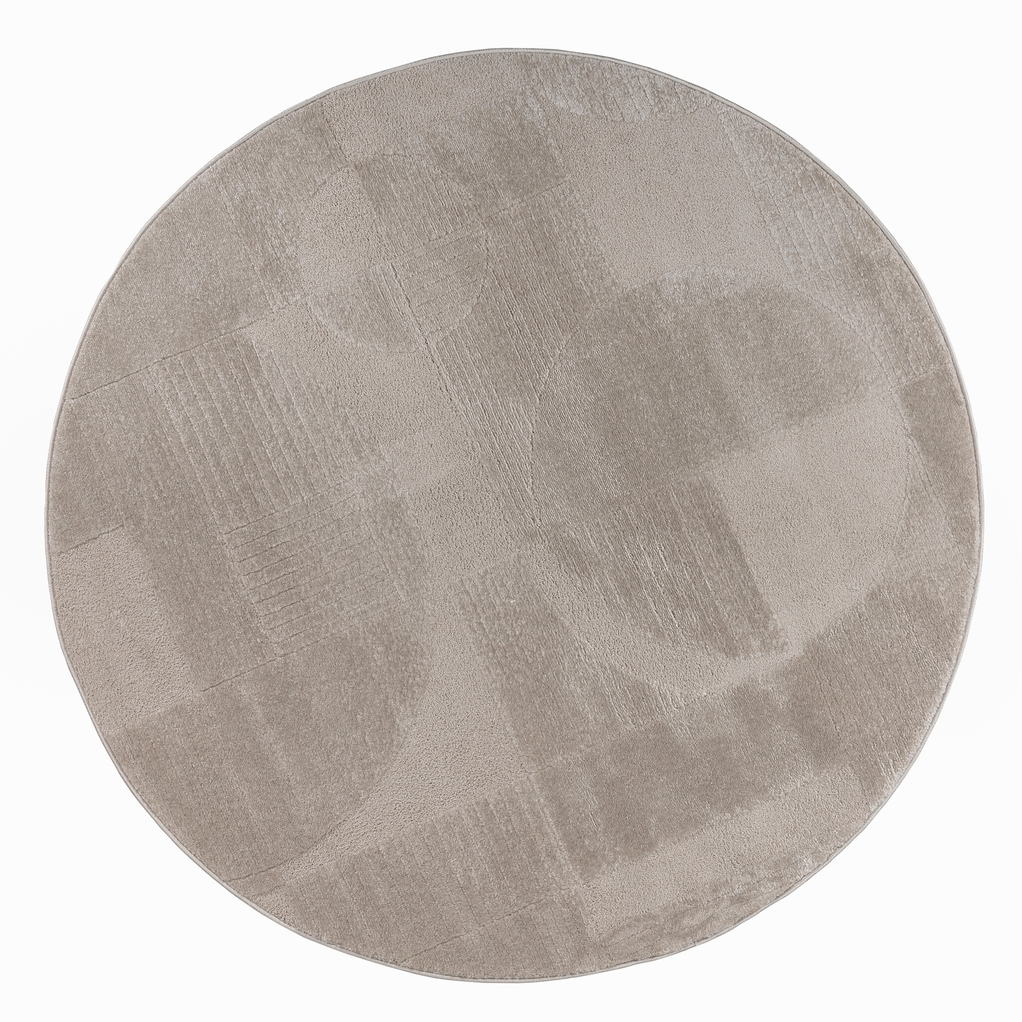 Vivant Japandi Abstract - Rond Vloerkleed Laagpolig - Taupe Beige