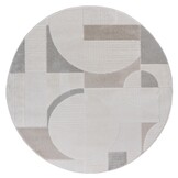 Vivant Japandi Abstract - Rond Vloerkleed Laagpolig - Creme Multi
