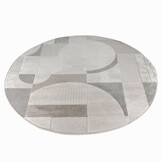 Vivant Japandi Abstract - Rond Vloerkleed Laagpolig - Creme Multi