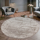 Vivant Marmer - Rond Vloerkleed Laagpolig - Taupe Beige