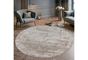 Vivant Marmer - Rond Vloerkleed Laagpolig - Taupe Beige