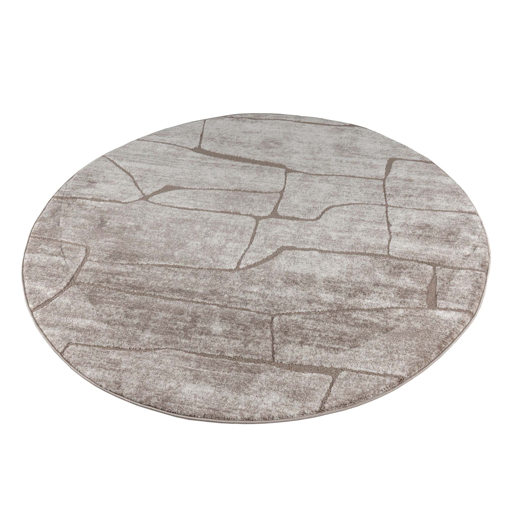 Vivant Marmer - Rond Vloerkleed Laagpolig - Taupe Beige