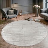 Vivant Marmer - Rond Vloerkleed Laagpolig - Beige Creme