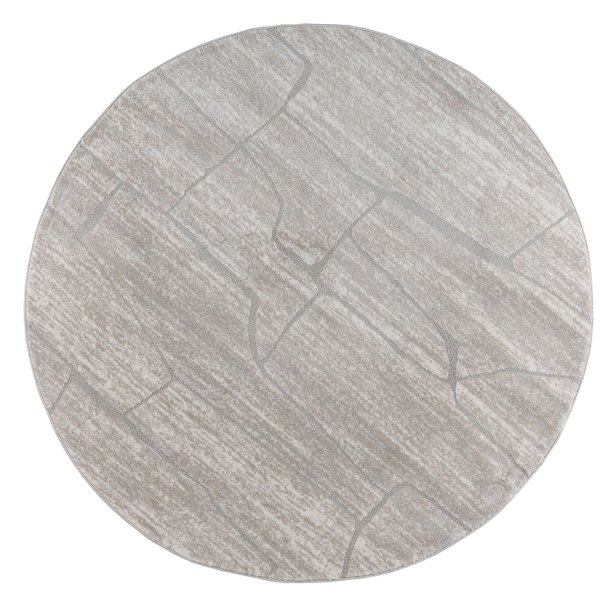Vivant Marmer - Rond Vloerkleed Laagpolig - Beige Creme