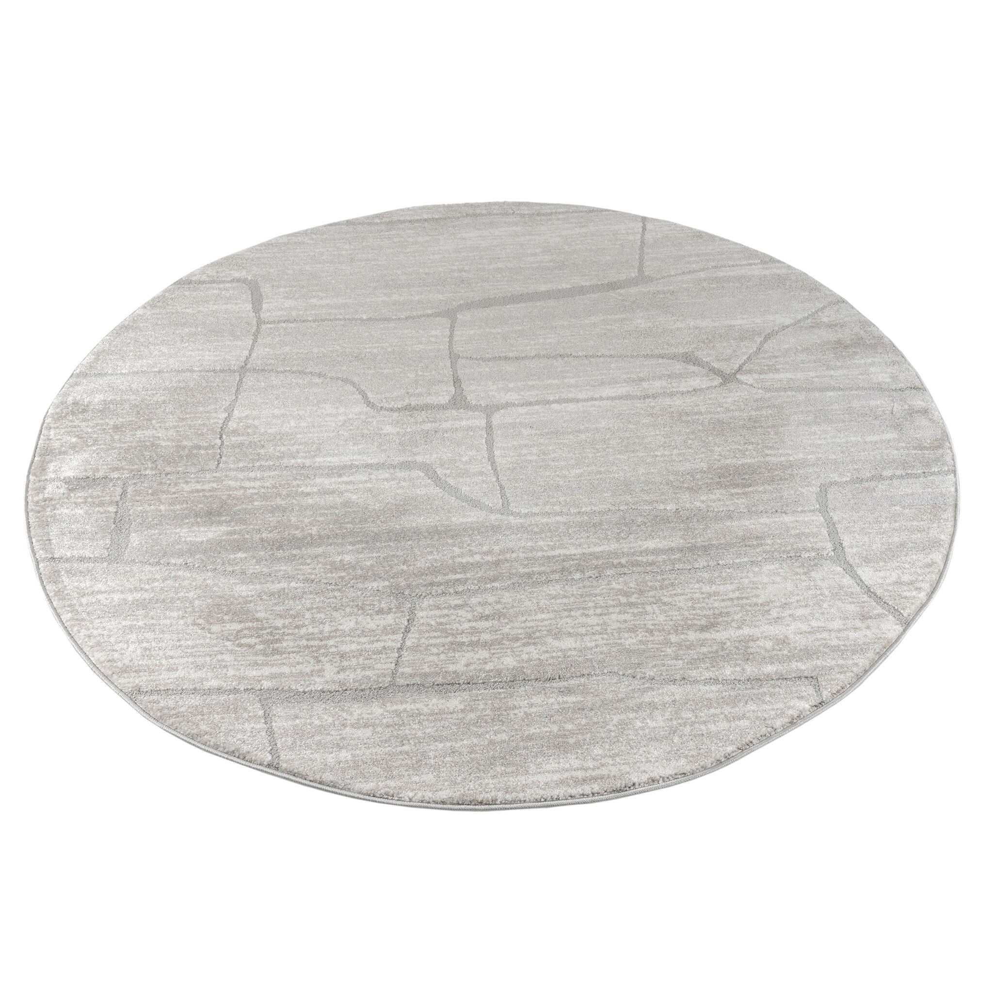 Vivant Marmer - Rond Vloerkleed Laagpolig - Beige Creme